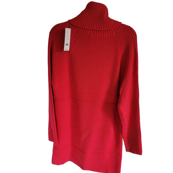 French Connection Cherry Red Turtleneck Midi Bodycon Sweater Dress Size Large - Picture 11 of 11